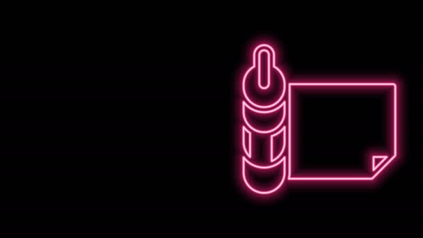 Świecąca neon linia Rolka ikony papieru izolowane na czarnym tle. 4K Animacja graficzna ruchu wideo — Wideo stockowe