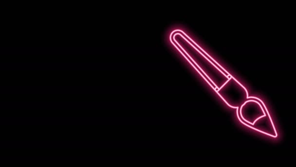 Glowing neon line Ikon kuas cat terisolasi di latar belakang hitam. Animasi grafis gerak Video 4K — Stok Video