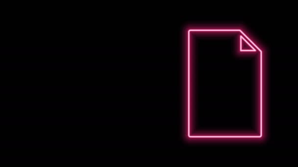 Glowing neon line Empty document icon isolated on black background. Checklist icon. Business concept. 4K Video motion graphic animation — Stock Video