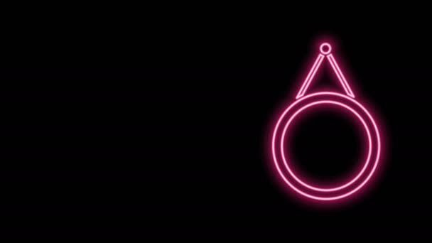 Glödande neon linje spegel ikon isolerad på svart bakgrund. 4K Video motion grafisk animation — Stockvideo