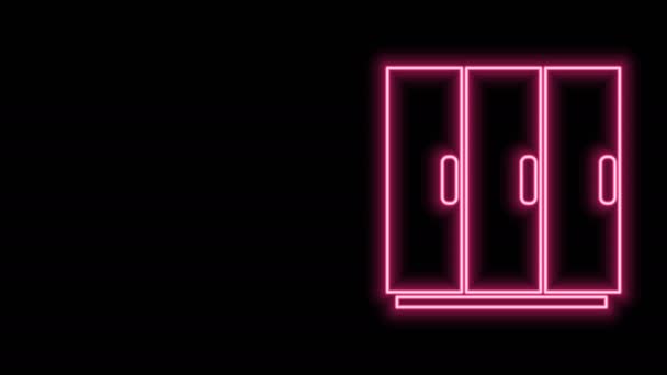 Glødende neon line Garderobe ikon isoleret på sort baggrund. 4K Video bevægelse grafisk animation – Stock-video