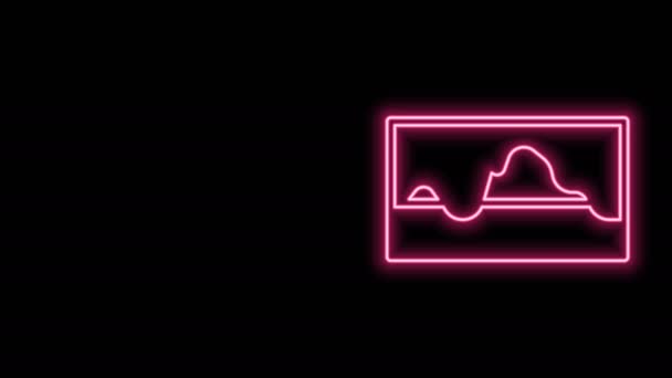 Gloeiende neon lijn Muziek golf equalizer pictogram geïsoleerd op zwarte achtergrond. Geluidsgolf. Audio digitale equalizer technologie, console paneel, puls musical. 4K Video motion grafische animatie — Stockvideo