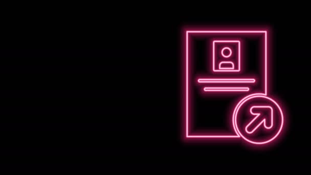 Žhnoucí neonová čára Ikona povýšení úlohy izolovaná na černém pozadí. Úspěch, úspěch, motivační obchodní symbol, růst. Grafická animace pohybu videa 4K — Stock video