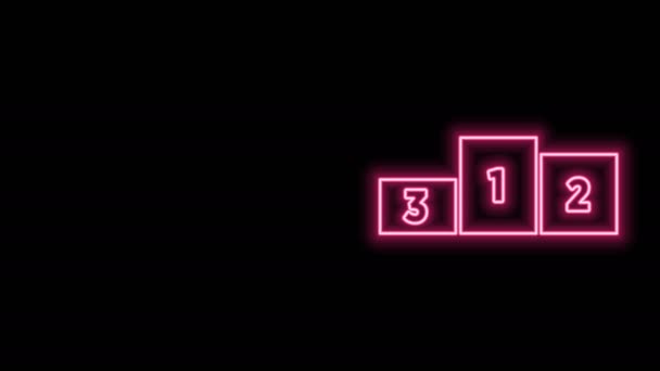 Linea neon luminosa Icona del podio business isolata su sfondo nero. Segno di nomina dei dipendenti. Simbolo premio persona. Animazione grafica 4K Video motion — Video Stock