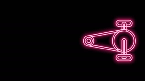 Glowing neon line Bicycle chain with cogwheels icon isolated on black background. Bike chain sprocket transmission. 4K Video motion graphic animation — Stock Video