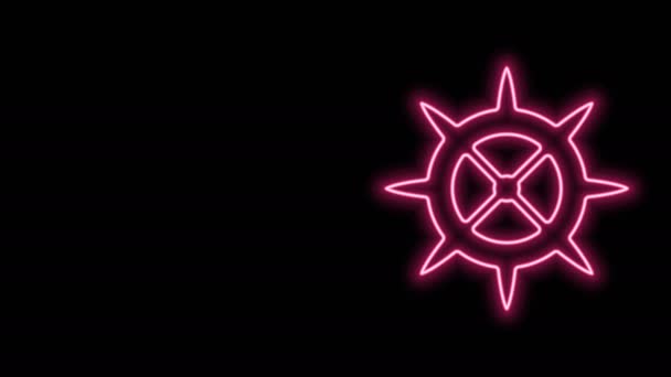 Glowing neon line Bicycle sprocket crank icon isolated on black background. 4K Video motion graphic animation — Stock Video