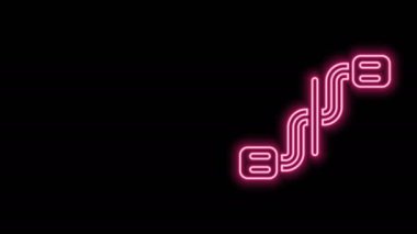 Parlayan neon çizgisi bisiklet pedalları simgesi siyah arkaplanda izole edildi. 4K Video hareketli grafik canlandırması