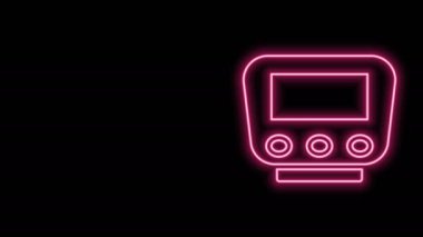Parlayan neon hattı hız göstergesi simgesi siyah arkaplanda izole edildi. 4K Video hareketli grafik canlandırması