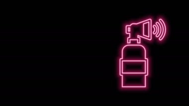 Parlayan neon hattı hava kornosu simgesi siyah arkaplanda izole edildi. Sporseverler ya da vatandaşlar hükümete ve yolsuzluğa karşı. 4K Video hareketli grafik canlandırması