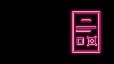 Parlayan neon hattı anket belgesi simgesi siyah arkaplanda izole edildi. 4K Video hareketli grafik canlandırması