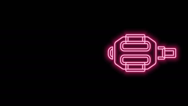 Žhnoucí neonová čára Ikona cyklistického pedálu izolovaná na černém pozadí. Grafická animace pohybu videa 4K — Stock video