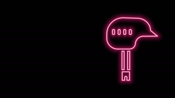 Glödande neon line Cykel hjälm ikon isolerad på svart bakgrund. Extrem sport. Sportutrustning. 4K Video motion grafisk animation — Stockvideo