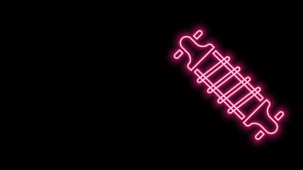 Leuchtende Leuchtschrift Fahrradaufhängung Ikone isoliert auf schwarzem Hintergrund. 4K Video Motion Grafik Animation — Stockvideo