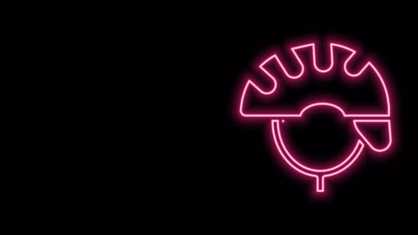 Glowing neon line Bicycle helmet icon isolated on black background. Extreme sport. Sport equipment. 4K Video motion graphic animation — Stock Video
