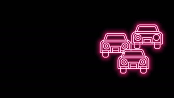 Świecąca neonowa linia Ruch uliczny na ikonie drogowym odizolowany na czarnym tle. Transport drogowy. 4K Animacja graficzna ruchu wideo — Wideo stockowe