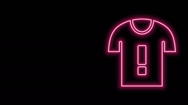 Glödande neon line T-shirt protest ikon isolerad på svart bakgrund. 4K Video motion grafisk animation — Stockvideo