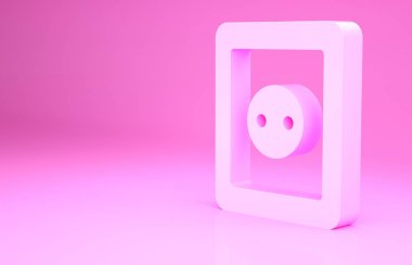 Pembe Elektrik çıkış simgesi pembe arka planda izole edilmiş. Elektrik prizi. Rosette sembolü. Minimalizm kavramı. 3d illüstrasyon 3B canlandırma.