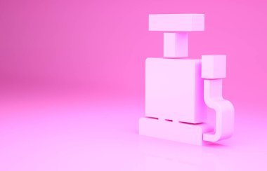 Pembe Araba hava pompası ikonu pembe arka planda izole edildi. Minimalizm kavramı. 3d illüstrasyon 3B canlandırma.