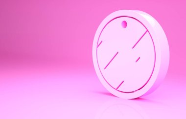 Pembe kesme tahtası simgesi pembe arkaplanda izole edilmiş. Kesme tahtası sembolü. Minimalizm kavramı. 3d illüstrasyon 3B canlandırma.
