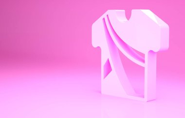 Pembe Hintli adam geleneksel Hindu kıyafetleri giyiyor ve pembe arka planda uzun gömlek ikonu var. Minimalizm kavramı. 3d illüstrasyon 3B canlandırma.