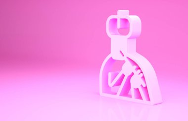 Pembe Hintli adam pembe arka planda izole edilmiş flüt ikonu çalıyor. Hindistan 'ın Bansuri folk müziğini çalan sanatçı. Minimalizm kavramı. 3d illüstrasyon 3B canlandırma.