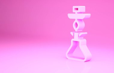 Pembe nargile ikonu pembe arka planda izole edilmiş. Minimalizm kavramı. 3d illüstrasyon 3B canlandırma.