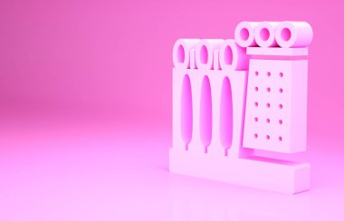 İspanya 'nın Figueres kentindeki Pembe Salvador Dali müzesi pembe arka planda izole edilmiş. Minimalizm kavramı. 3d illüstrasyon 3B canlandırma.