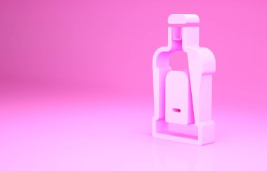 Pembe Orujo simgesi pembe arka planda izole edilmiş. Minimalizm kavramı. 3d illüstrasyon 3B canlandırma.