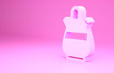 Pembe Sangria sürahi ikonu pembe arka planda izole edilmiş. Geleneksel İspanyol içkisi. Minimalizm kavramı. 3d illüstrasyon 3B canlandırma.