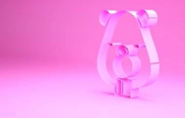 Pembe Kunduz hayvan ikonu pembe arka planda izole edilmiş. Minimalizm kavramı. 3d illüstrasyon 3B canlandırma.