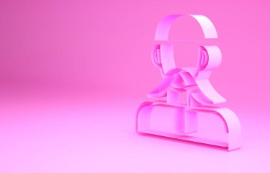 Pembe Ukrayna Kazak ikonu pembe arka planda izole edilmiş. Minimalizm kavramı. 3d illüstrasyon 3B canlandırma.