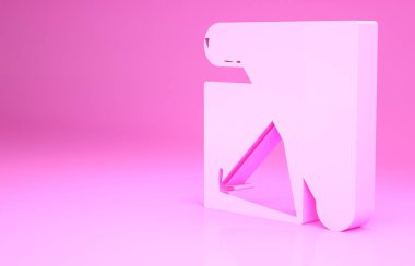 Pembe kağıt boyutu simgesi pembe arkaplanda izole edilmiş. Minimalizm kavramı. 3d illüstrasyon 3B canlandırma.