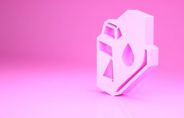 Pembe yazıcı mürekkep kartuşu simgesi pembe arka planda izole edilmiş. Minimalizm kavramı. 3d illüstrasyon 3B canlandırma.