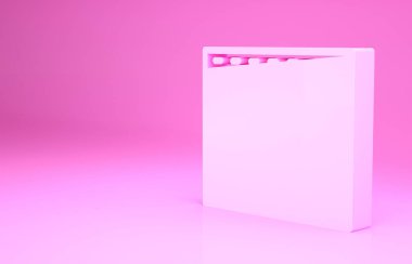 Pembe Arkaplanda Pembe Online video oynatma simgesi izole edildi. Oyun işaretli film şeridi. Minimalizm kavramı. 3d illüstrasyon 3B canlandırma.