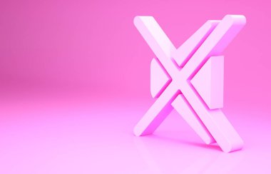 Pembe Hoparlör dilsiz simgesi pembe arkaplanda izole edildi. Ses simgesi yok. Ses Kapalı sembolü. Minimalizm kavramı. 3d illüstrasyon 3B canlandırma.