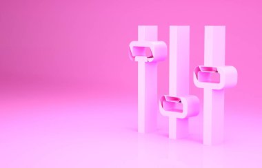 Pembe Müzik Dengeleyici simgesi pembe arkaplanda izole edildi. Ses dalgası. Ses dijital dengeleyici teknolojisi, konsol paneli, nabız müzikali. Minimalizm kavramı. 3d illüstrasyon 3B canlandırma.