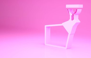 Pembe Film spot ışığı ikonu pembe arka planda izole edilmiş. Işık efekti. Sahne, Stüdyo, Gösteri. Minimalizm kavramı. 3d illüstrasyon 3B canlandırma.