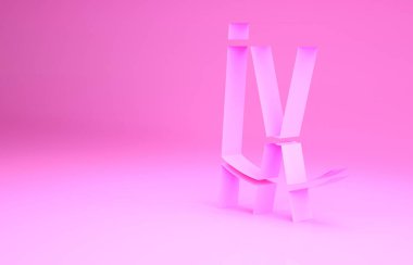 Pembe bisiklet şortu simgesi pembe arka planda izole edilmiş. Minimalizm kavramı. 3d illüstrasyon 3B canlandırma.