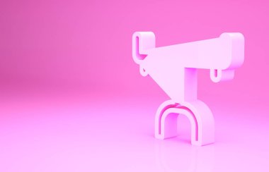 Pembe bisiklet gidon simgesi pembe arkaplanda izole edilmiş. Minimalizm kavramı. 3d illüstrasyon 3B canlandırma.