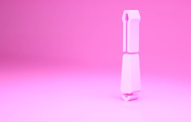 Pembe tornavida simgesi pembe arkaplanda izole edilmiş. Servis aracı sembolü. Minimalizm kavramı. 3d illüstrasyon 3B canlandırma.