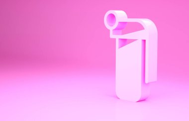 Pembe El bombası ikonu pembe arka planda izole edilmiş. Bomba patlaması. Minimalizm kavramı. 3d illüstrasyon 3B canlandırma.