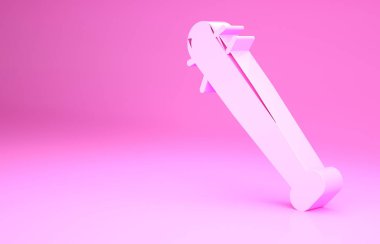 Pembe arka planda çivi simgesi olan pembe beyzbol sopası. Şiddetli silah. Minimalizm kavramı. 3d illüstrasyon 3B canlandırma.