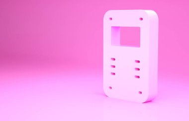 Pembe Polis saldırı kalkanı ikonu pembe arka planda izole edildi. Minimalizm kavramı. 3d illüstrasyon 3B canlandırma.