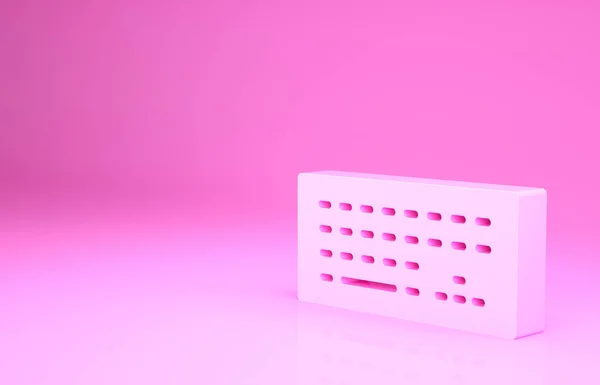 Pink Computer keyboard icon isolated on pink background. PC component sign. Minimalism concept. 3d illustration 3D render.