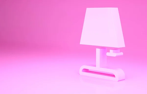 Pink Table lamp icon isolated on pink background. Minimalism concept. 3d illustration 3D render.