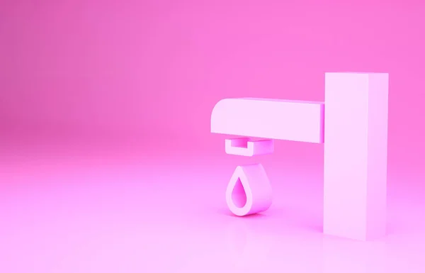 Pink Vand Tap Ikon Isoleret Lyserød Baggrund Minimalisme Koncept Illustration - Stock-foto