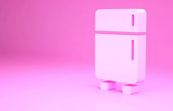 Icono Del Refrigerador Rosa Aislado Sobre Fondo Rosa Refrigerador Congelador —  Fotos de Stock