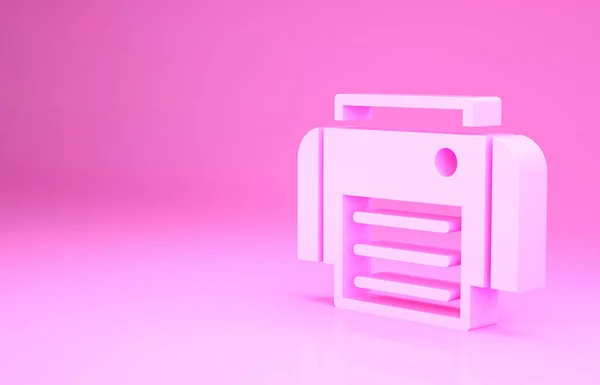 Ícone Impressora Rosa Isolado Fundo Rosa Conceito Minimalismo Ilustração Render — Fotografia de Stock