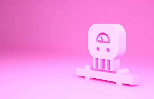 Pinkfarbenes Smart Sensorsystem Symbol Isoliert Auf Rosa Hintergrund Konzept Internet — Stockfoto