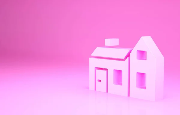 Ikona Růžového Domu Izolované Růžovém Pozadí Domácí Symbol Minimalismus Ilustrace — Stock fotografie